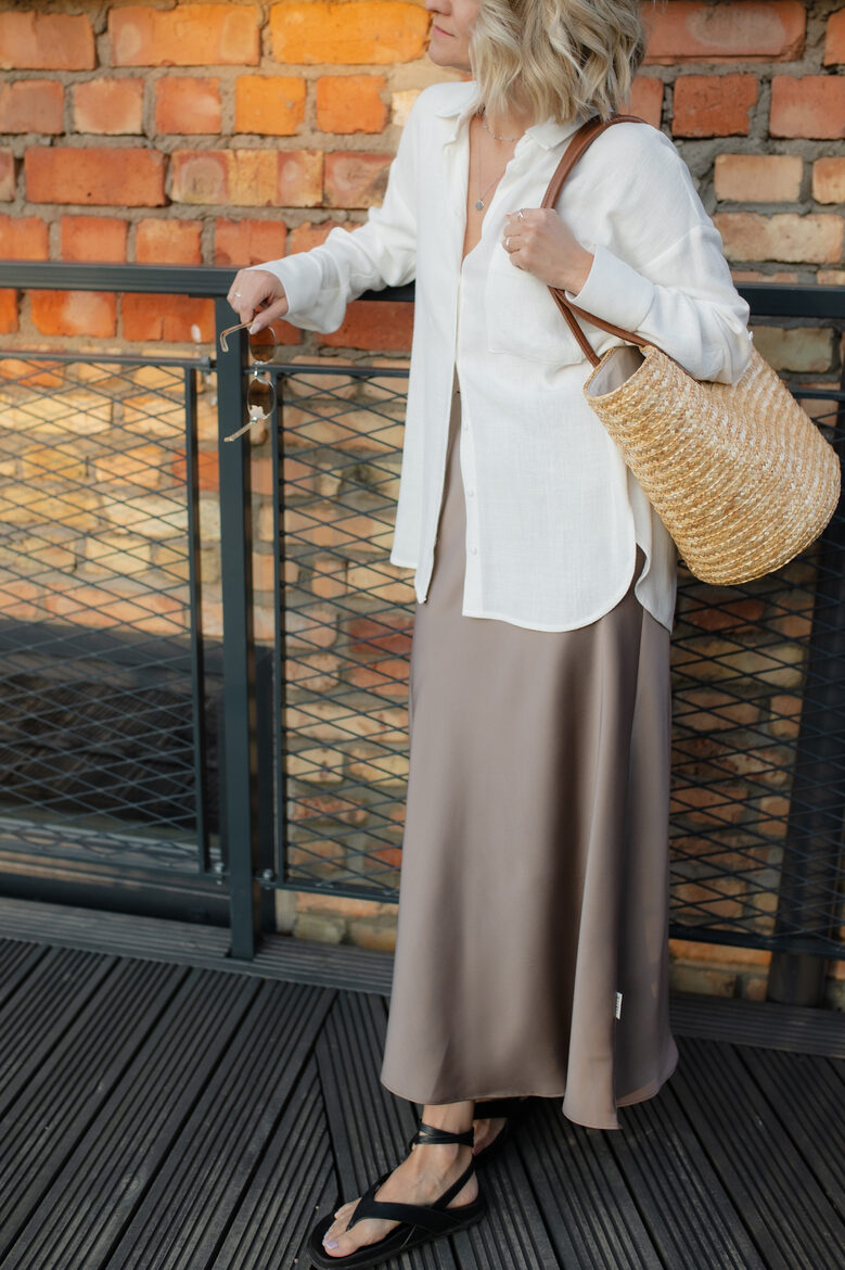 Slip svārki MIDI garuma, TAUPE