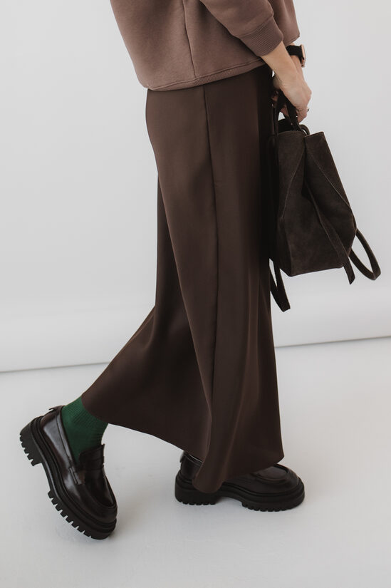 Slip svārki MIDI garuma, TUMŠI BRŪNI