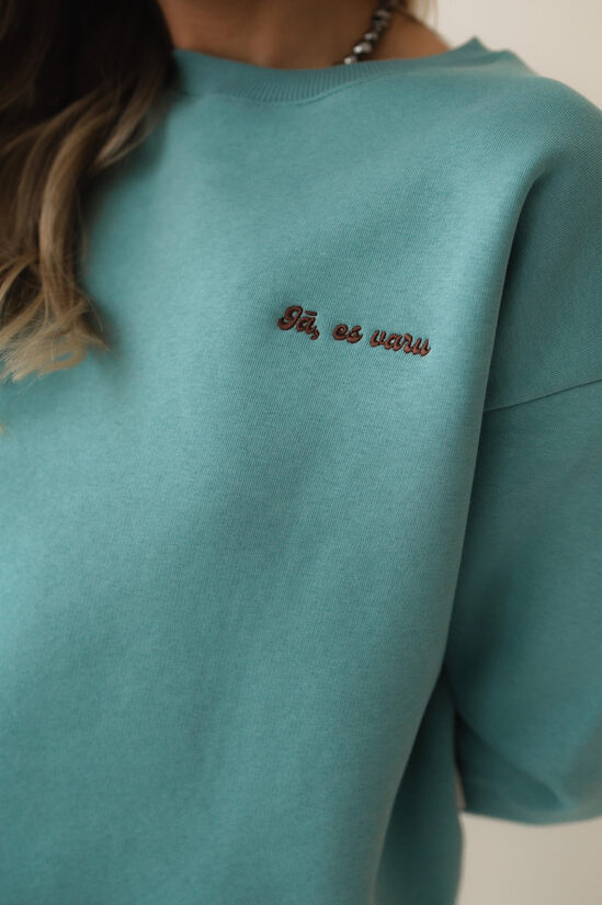 JĀ, ES VARU pagarināts džemperis, TIRKĪZS