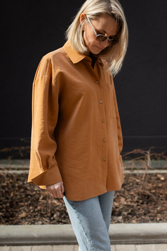 LIMITED - OVERSIZE pogājams krekls, CINNAMON