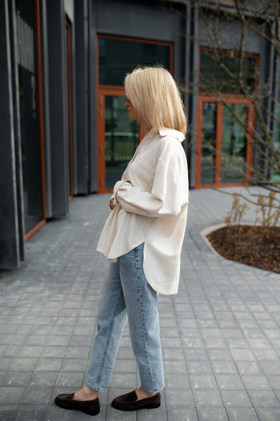 OVERSIZE pogājams krekls, PIENBALTS