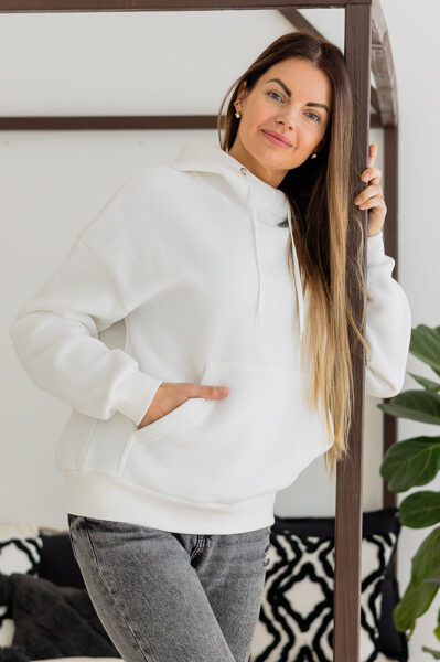 Sieviešu kapučdžemperis, KOPĀ LABI, balts