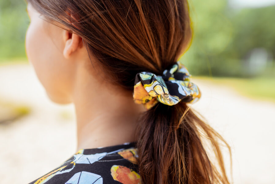 CITRONU scrunchy matu gumija, MELNA