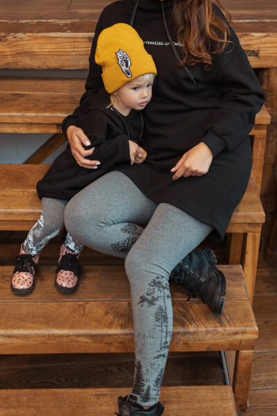 Sieviešu legingi ar meža zvēru apdruku, PELĒKA VISKOZE