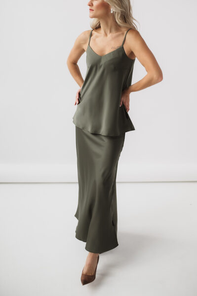 Slip svārki MAXI garuma, OLIVE